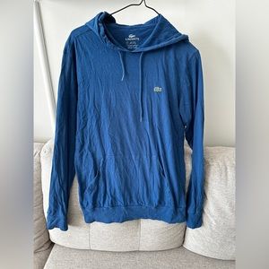 Lacoste Hoodie Mens Small Light Dark Blue Long Sleeve 100% Cotton Drawstring